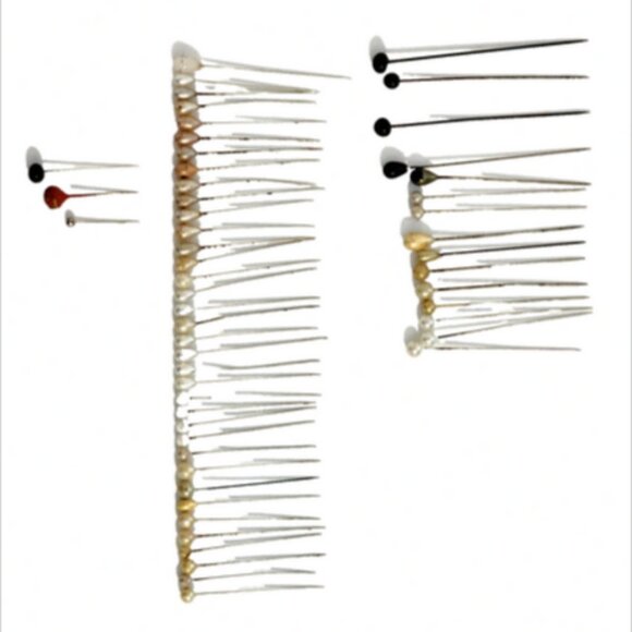 Antique Vintage 54 Decorative Hatpin Stickpin Mixed Lot in Sucrets Tin. - Picture 3 of 5